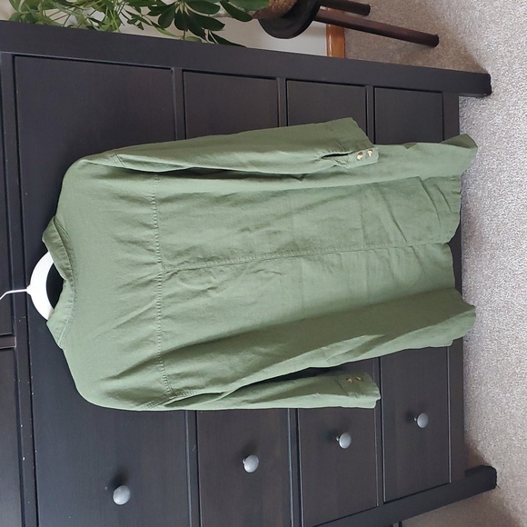Green Linen Blend Button-Up Tunic Dress - Picture 6 of 7